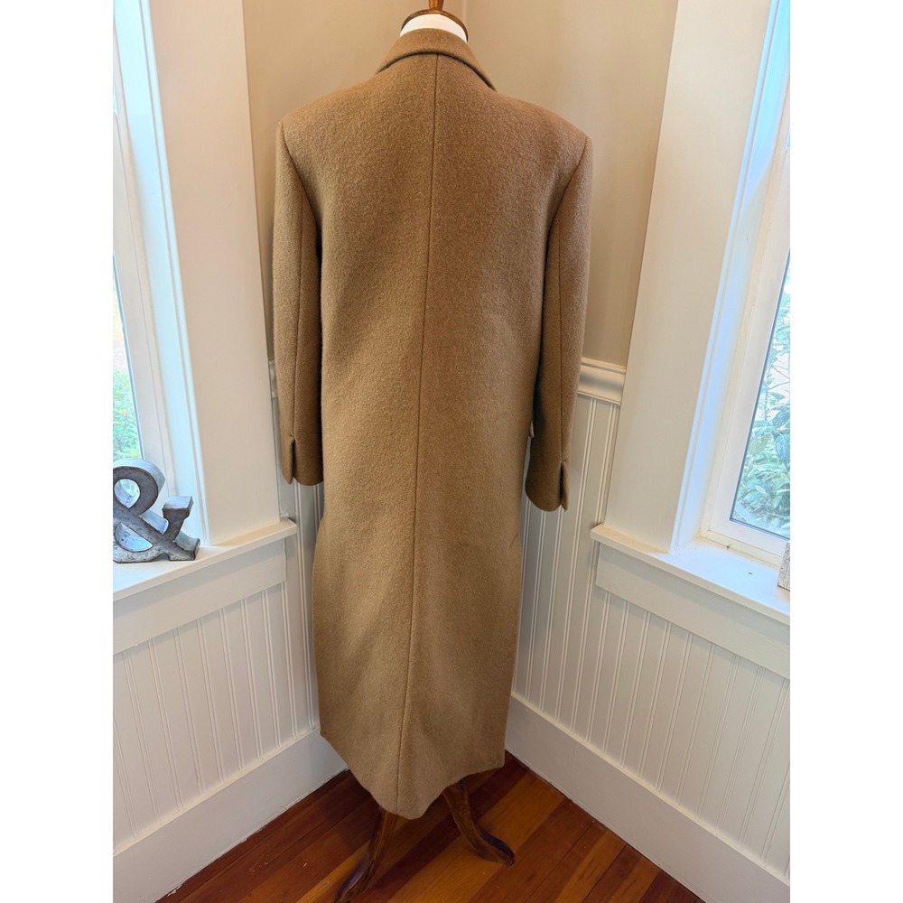 Sandro Straight Cut Brushed Wool Coat Double Breasted Long Camel Brown 36 S - Picture 3 of 16
